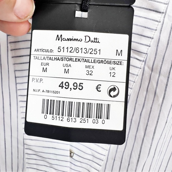 Massimo Dutti Striped Blouse Size M Navy and White Striped Classic Staple Piece - Picture 6 of 7